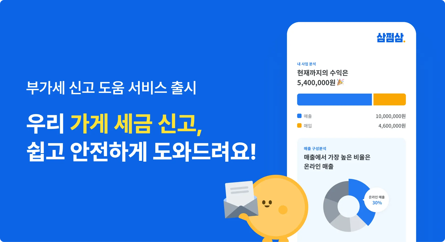 삼쩜삼, 개인사업자 부가세 신고 도움 서비스 출시