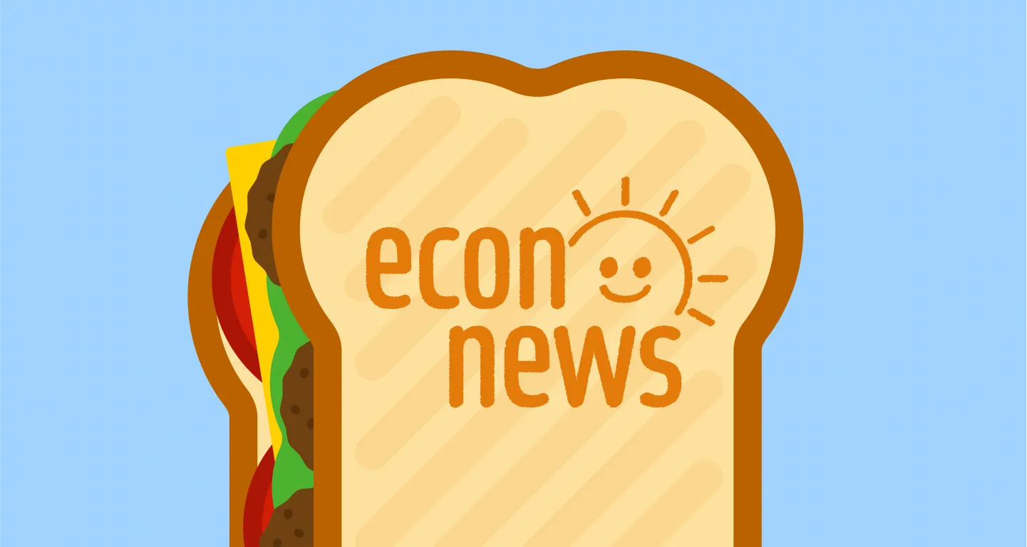 식빵 위에 econ news라고 적힌 샌드위치 일러스트 